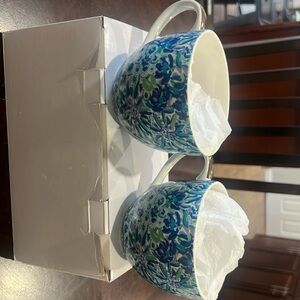 Lilly Pulitzer Ceramic Mugs Set of 2, Ceramic Coffee Tea Hot Beverage Cups, Blue
